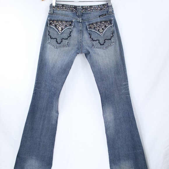 Miss Me Bootcut Jeans with Silver and Rhinestone Embellishments JP42666 Size 26 - Picture 1 of 15